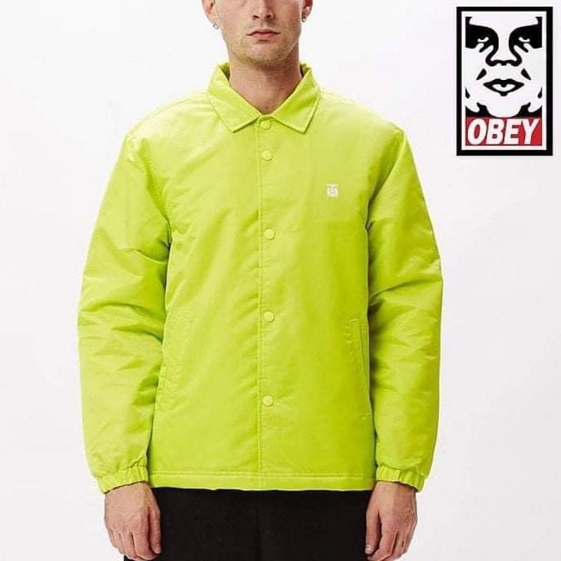 正版 Obey 螢光綠 教練夾克 風衣 外套 嘻哈 饒舌 尺寸S~XXL