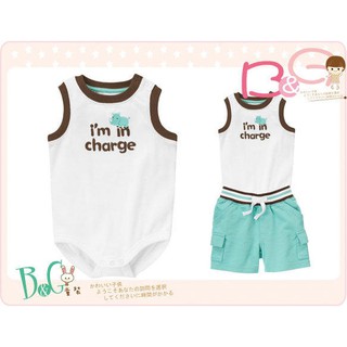 【B& G童裝】正品美國進口GYMBOREE犀牛圖樣白色背心式連身衣12-18-24mos
