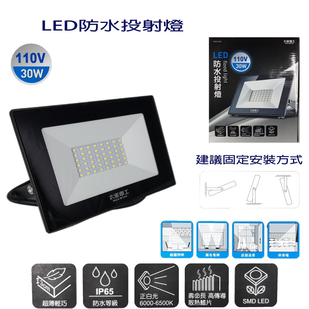 太星電工LED30W防水投射燈/110V