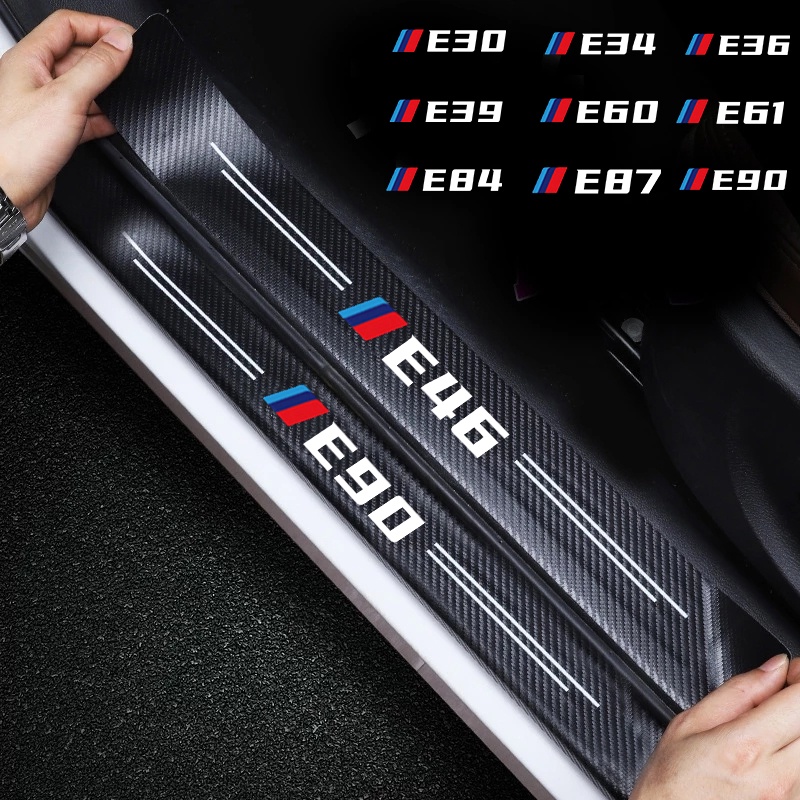 BMW 4 件碳纖維汽車門檻貼紙適用於寶馬 E30 E34 E36 E39 E46 E60 E87 E90 F10 F3