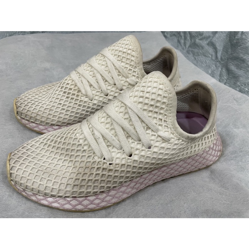 (女)ADIDAS DEERUPT RUNNER 白粉 編織網狀鞋