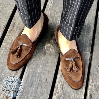 Folklore Classic 復古麂皮長繫帶流蘇比利時樂福鞋 三色 Belgian loafer Berwick參考