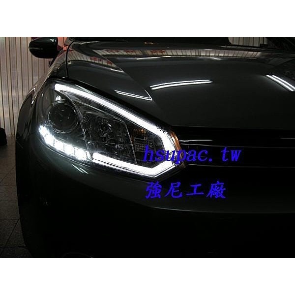 全新 VW 福斯 VARIANT GOLF 6 09-13年 R20 DRL R8 LED光條黑底大燈