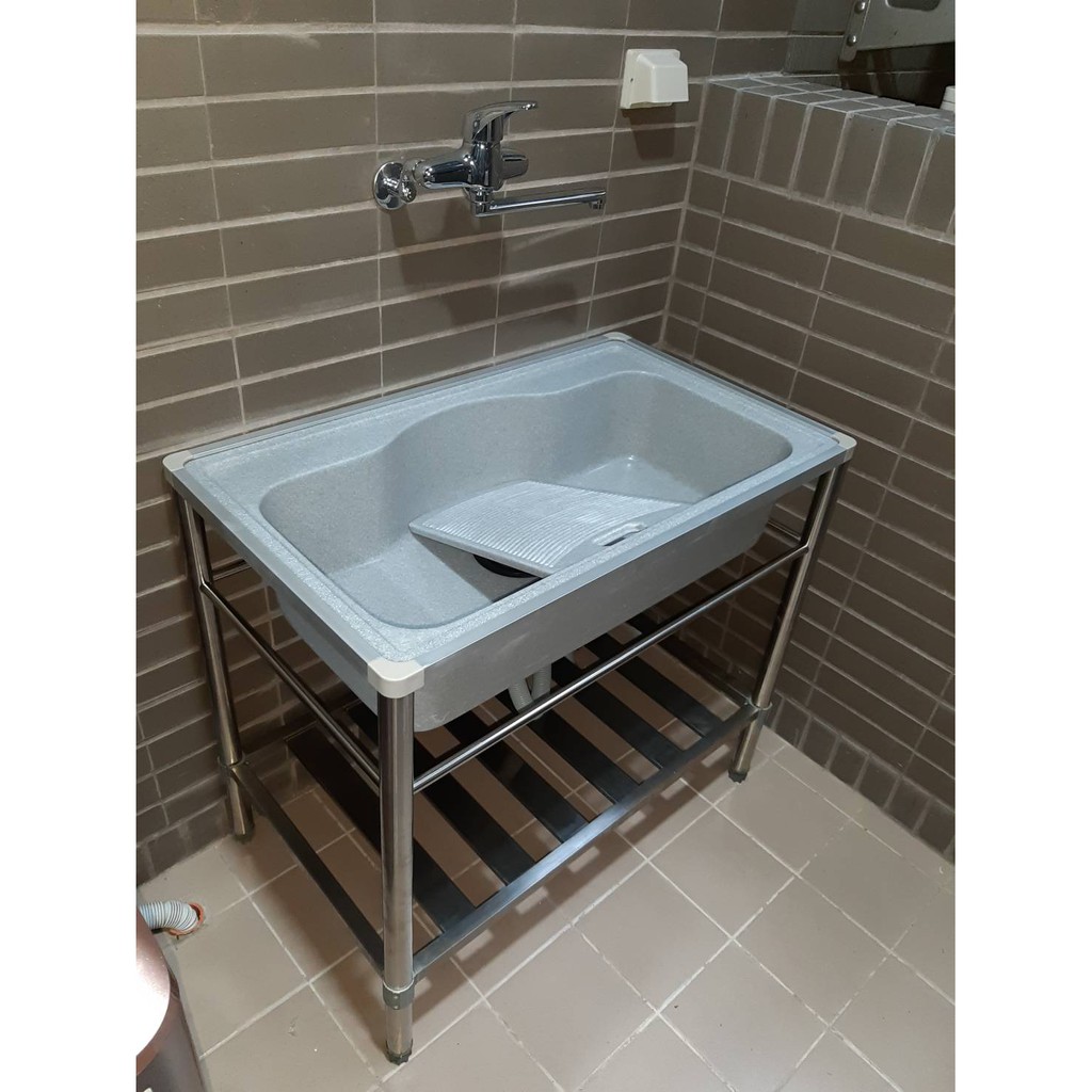 Idee S 980 Id 3 亞特蘭人造石陽洗台 洗衣台 洗衣檯 洗衣槽 洗衣板 水槽 不鏽鋼架 台灣製 蝦皮購物