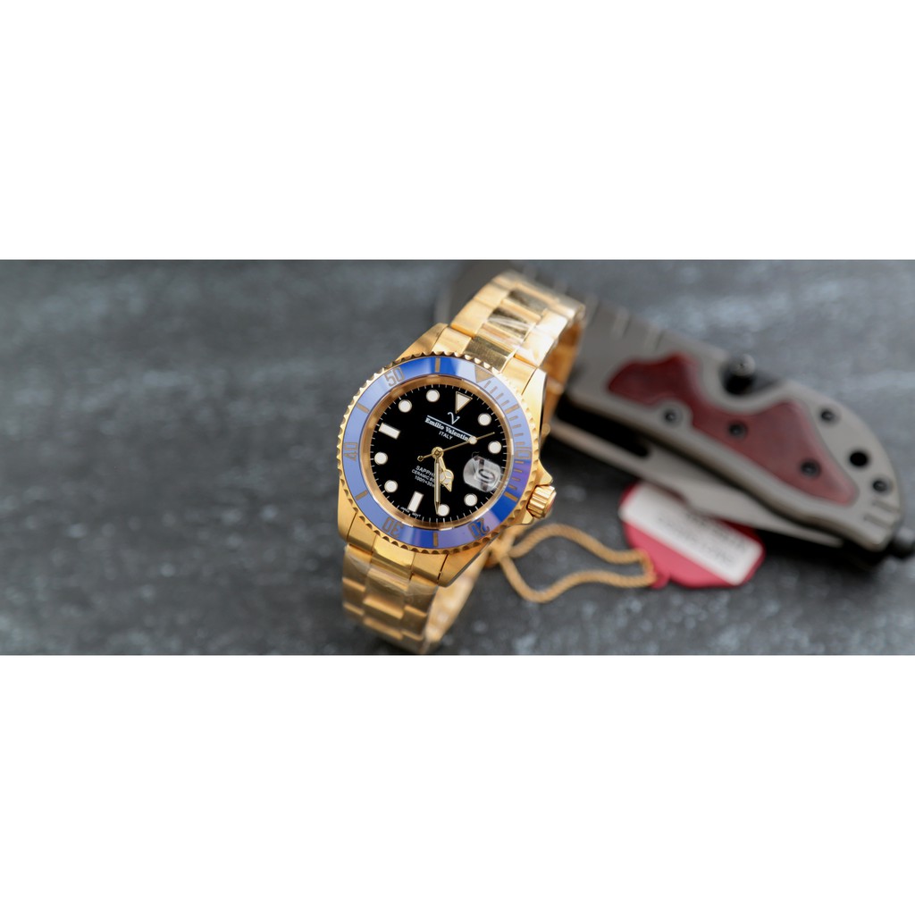 Emilio Valentino藍陶瓷框黑面金水鬼王submariner日本miyota2315机芯高硬度藍寶石錶鏡