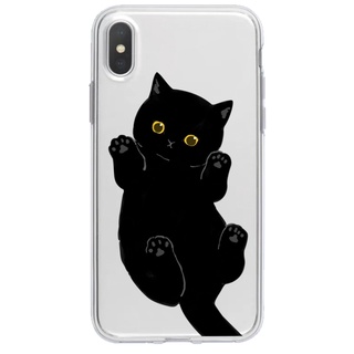 黑貓iphone13手機殼Xsmax適用Xr蘋果78plus藝術11pro/mini/13簡約