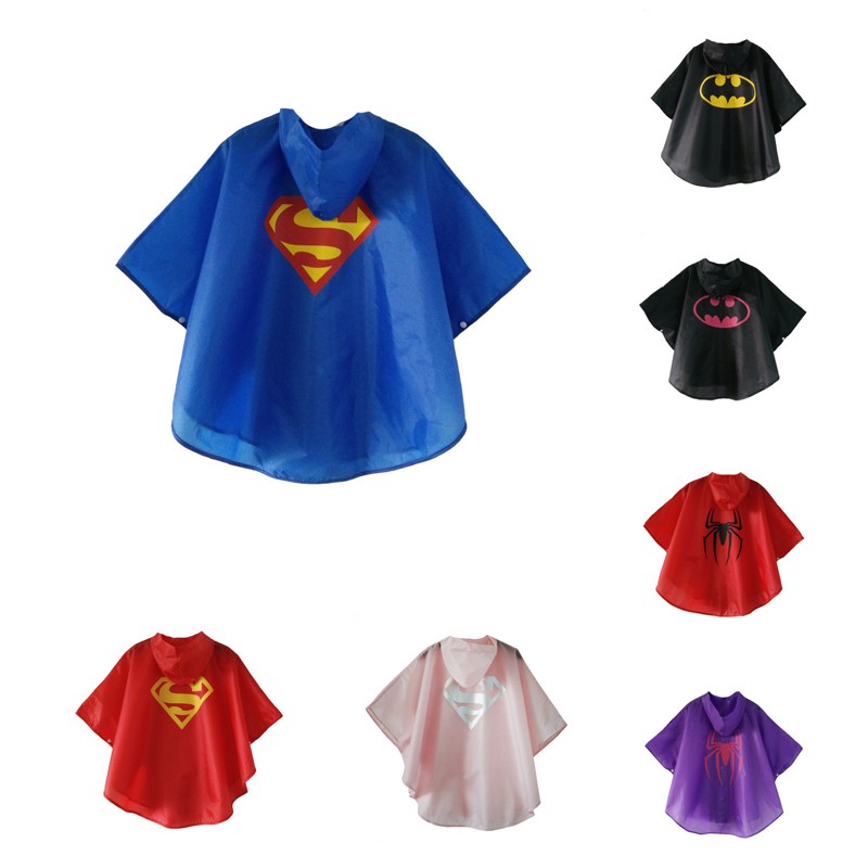 兒童雨衣蜘蛛人超人蝙蝠俠雨披可愛卡通時尚學生寶寶蜘蛛俠