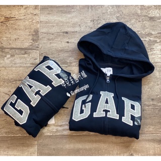 咩兒美國代購🌈GAP 男款深藍色 淺灰色字母logo 連帽外套