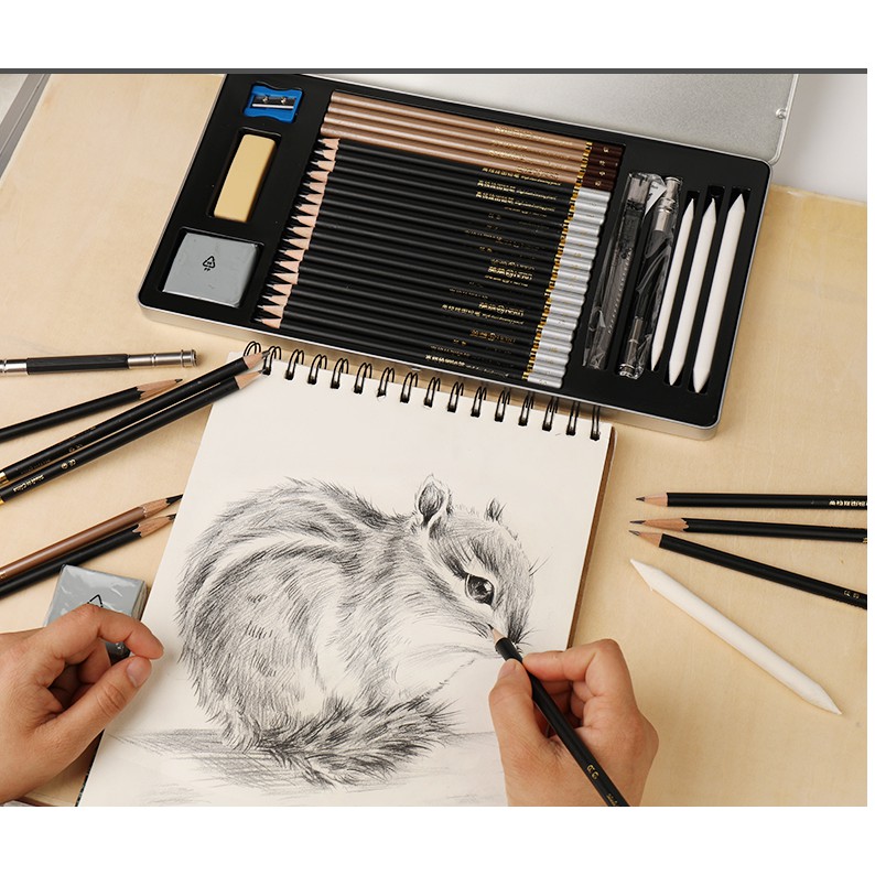 Yt精品 新款特賣 素描鉛筆套裝英雄2b4b8b12b 炭筆軟中硬成人手繪圖繪畫畫筆工具專業初學者學生用美術工具全套 蝦皮購物