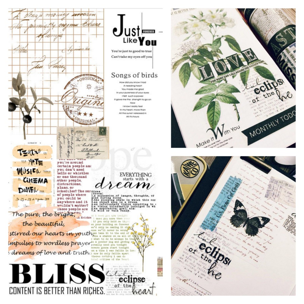 文字款和紙膠帶紙膠帶復古雜誌手作卡片手帳裝飾素材diy手帳青釉字裡行間a23 手帳素材拼貼素材 蝦皮購物
