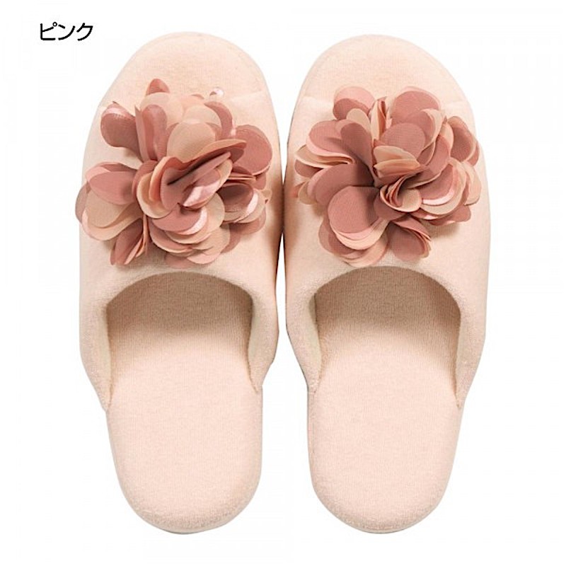 Vintage+。復古家。日本進口senko田園鄉村風格系列。粉紅色花卉露指止滑室內拖鞋(23.5cm)(特價)