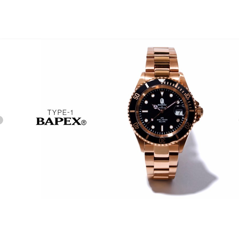 預購　BAPE BAPEX TYPE 1 玫瑰黑金 手錶