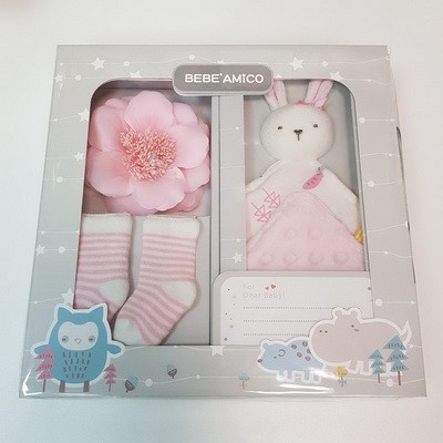 Bebe Amico童趣故事 貝貝豆 安撫巾禮盒 粉 藍 全新公司貨 蝦皮購物