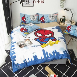 現貨 卡通床包蜘蛛俠被套宿舍床上三件套卡通兒童房四件套1.5m鋼鐵俠美國隊長