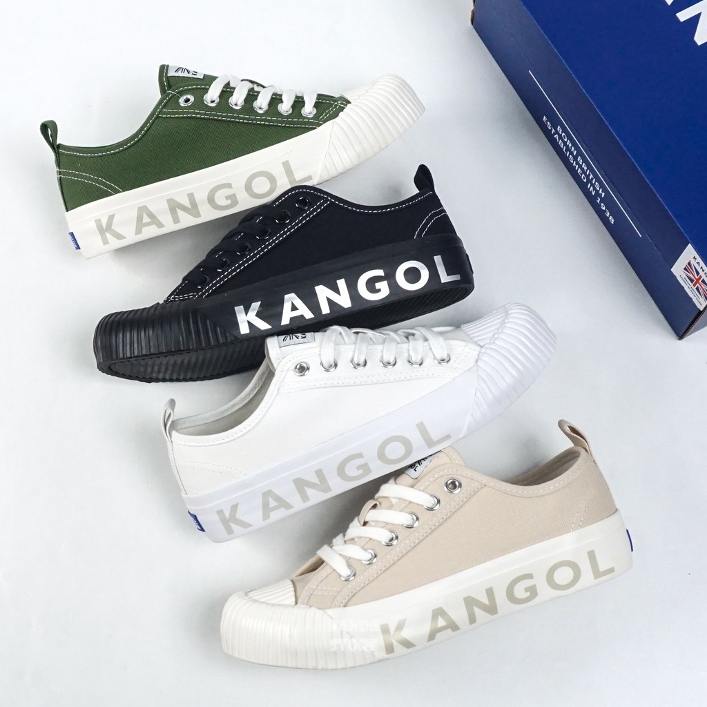 胖達）KANGOL 袋鼠 餅乾鞋 帆布鞋 大LOGO 6122160131 奶茶 6122160100 白 黑 綠 女鞋