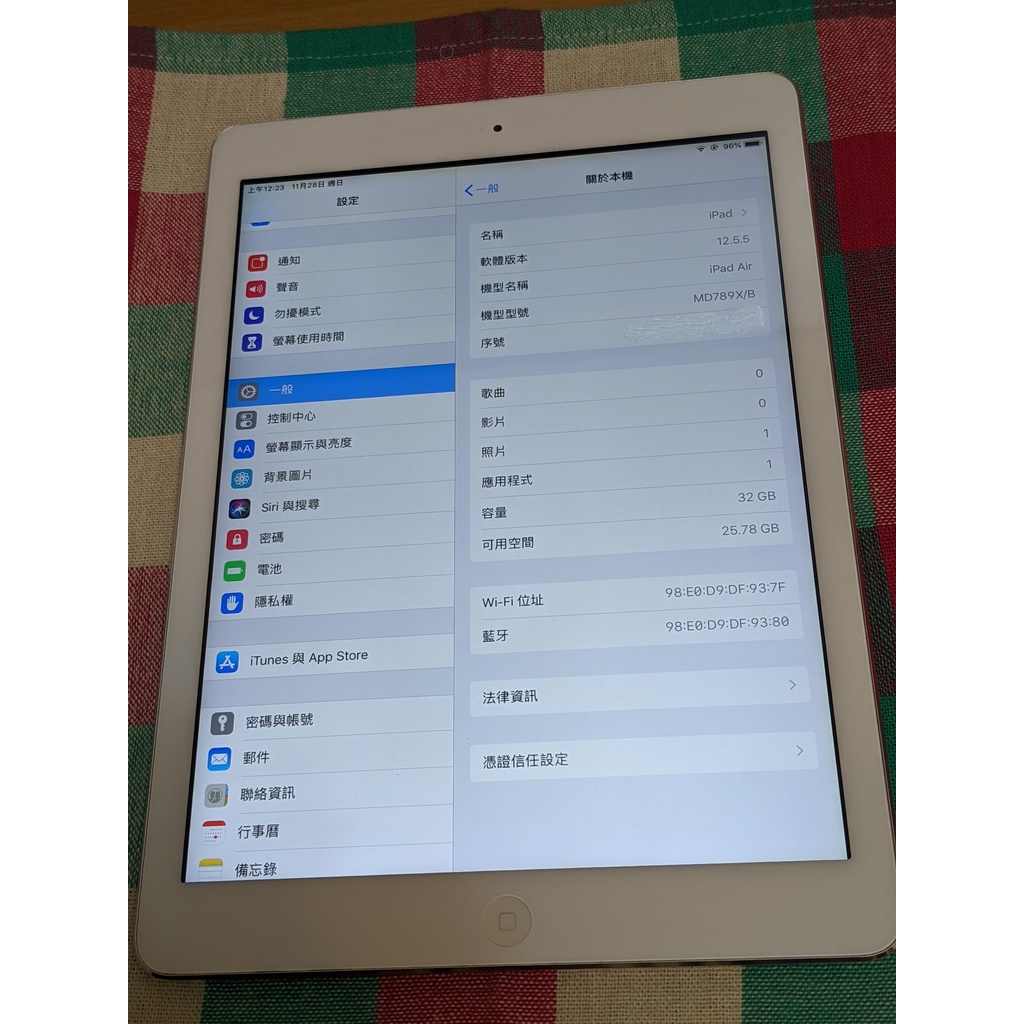 iPad Air 1代 32GB 銀色 型號 A1474 一代 初代