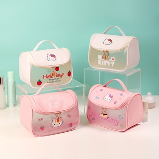 三麗鷗PU化妝包 Hellokitty大容量收納包 KT貓防水手提便攜掛鉤洗漱收納包