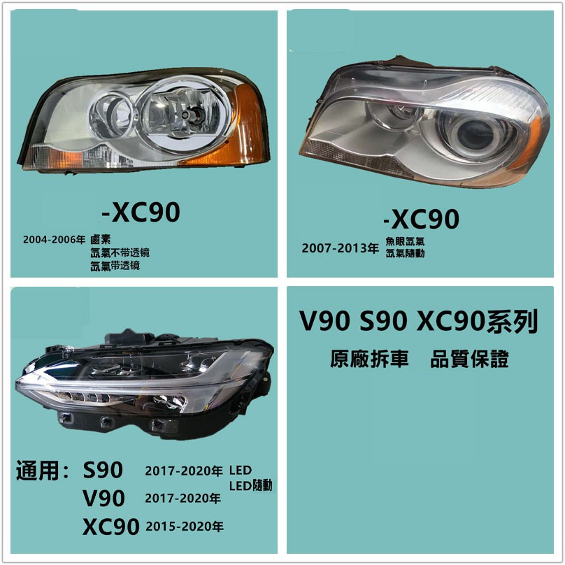 VOLVO XC90/S90V90大燈總成原廠拆車件原裝鹵素魚眼氙氣LED大燈