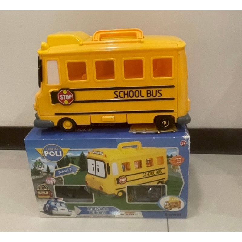 二手 校車合金車收納盒  POLI 波力 救援小英雄 TAYO 公車巴士 含照片內部原版小車