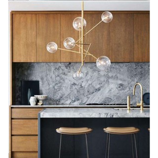 破盤-創意泡泡吊燈咖啡廳臥室餐桌玻璃圓球金色吊燈