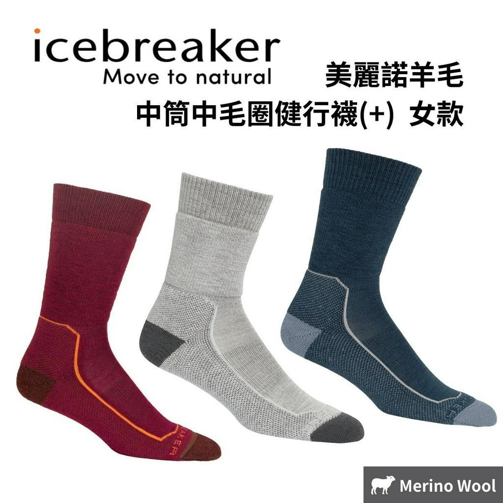 【icebreaker】女款 中筒中毛圈健行襪 (分左右腳) 美麗諾羊毛 抗菌 防臭 登山襪