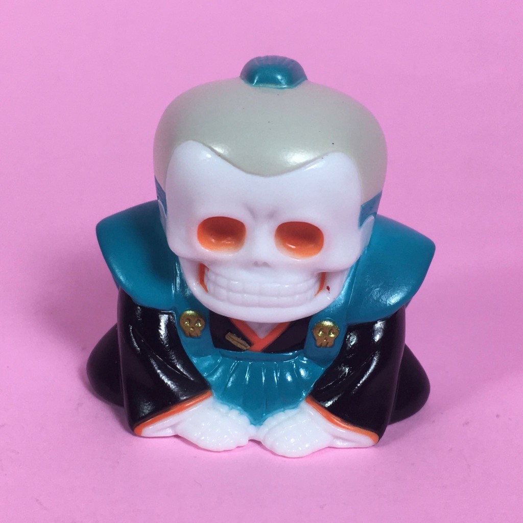 設計師 公仔 搪膠 Skull toys 骸骨商會 骨助 骨頭 武士 骷髏 跪姿 綠色 中空 指偶 日本