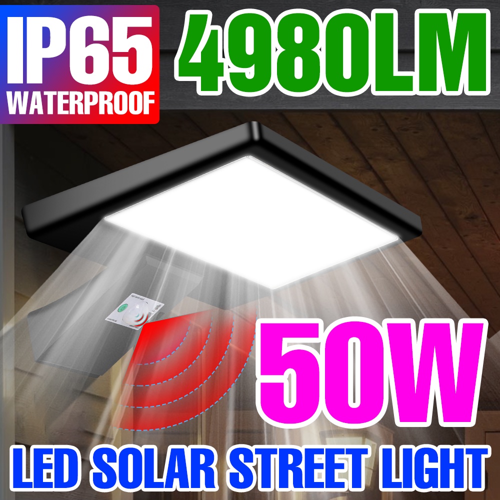5000LM 太陽能路燈戶外花園LED泛光燈運動感應燈房屋門廊USB可充電太阳能球泡灯安全IP65防水