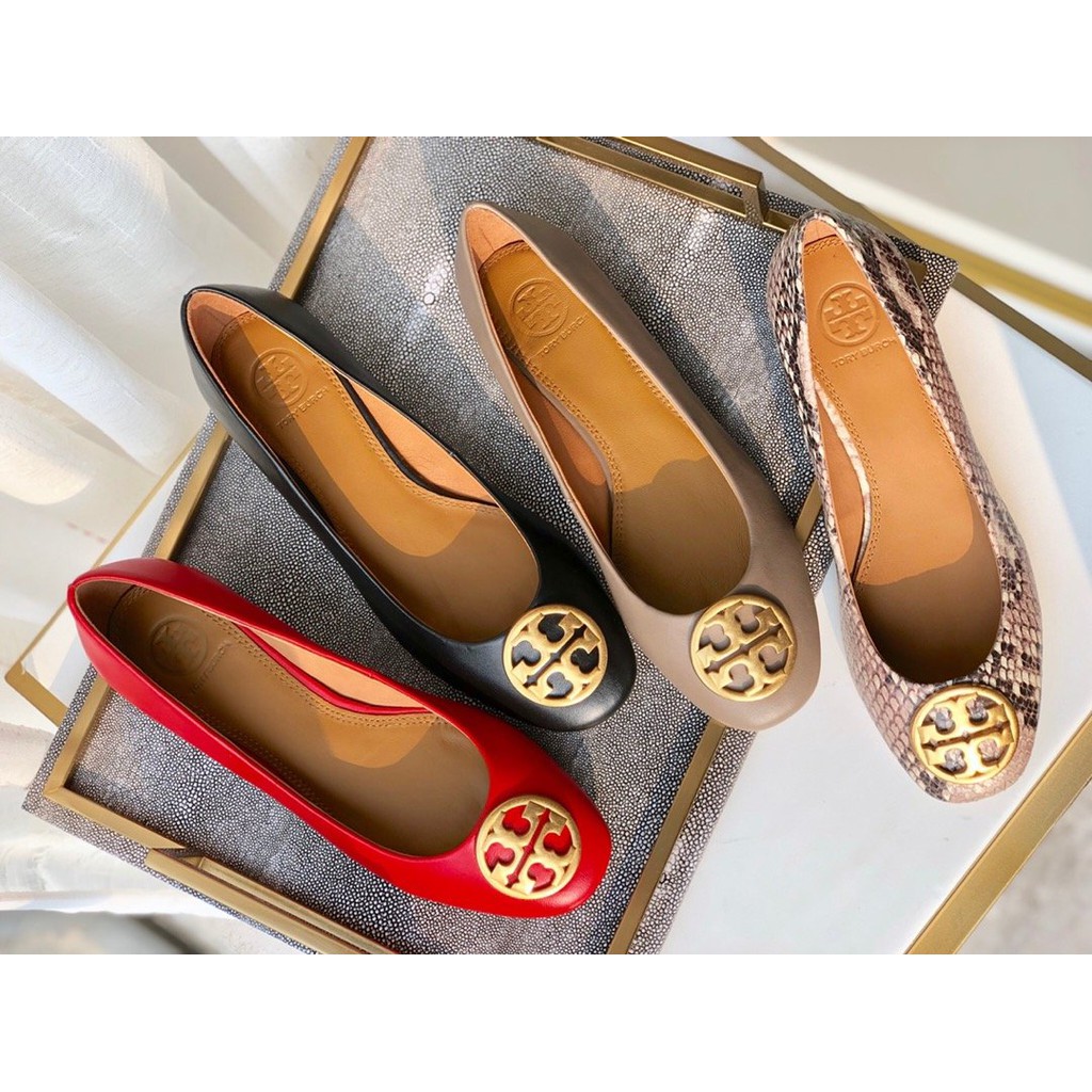Tory Burch Tb Chelsea 真皮tb平底鞋圓頭淺口時尚百搭平底鞋通勤單鞋 蝦皮購物