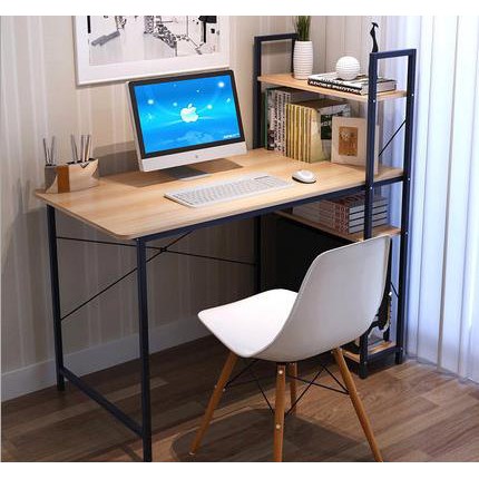 現代簡約風 簡易型書桌  尺寸:120CM*60CM 備註:書架可左右互換 現貨