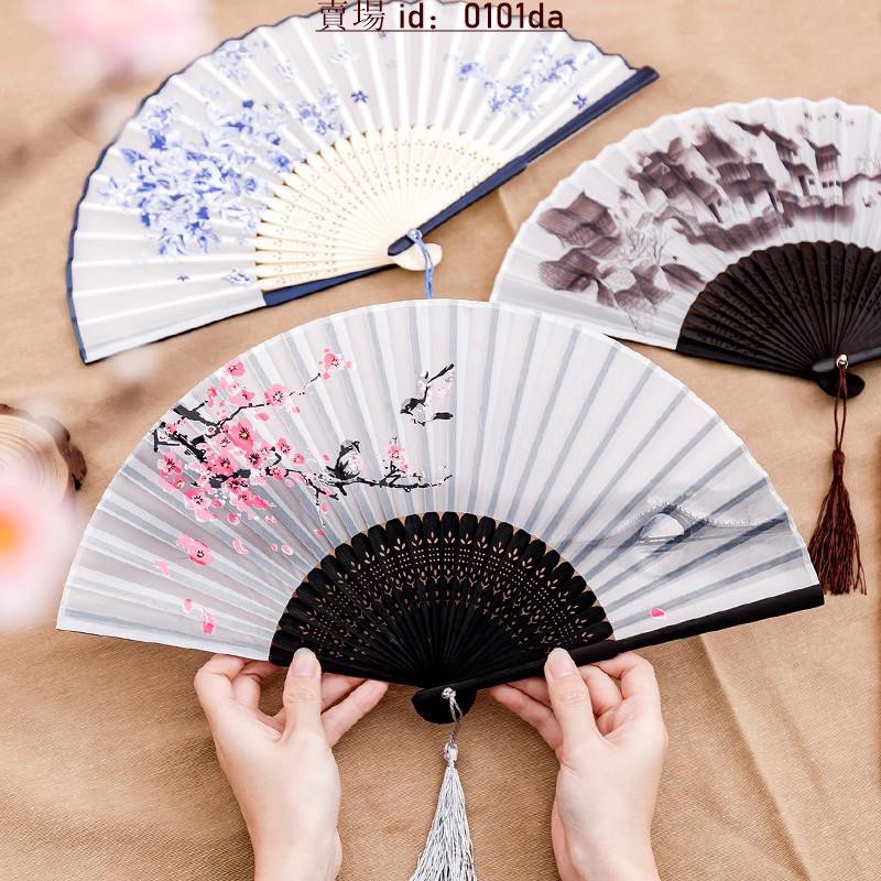 扇子折扇女式古風扇夏季隨身折疊扇子古典中國風流蘇舞蹈扇手搖扇-可開統編收據 | BeeCost