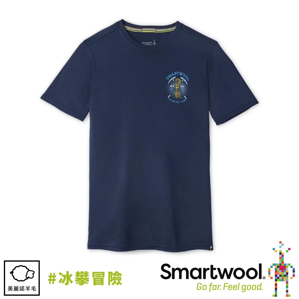 【SmartWool 美國 男 Merino Sport 150 塗鴉短袖T恤 《冰攀冒險/深海軍藍》】SW011532