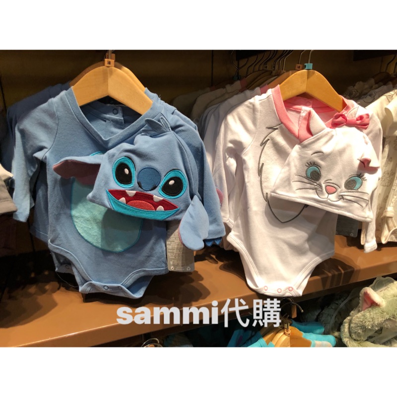 Sammi香港迪士尼代購—瑪麗貓/史迪奇 包屁衣+帽子 兩件組