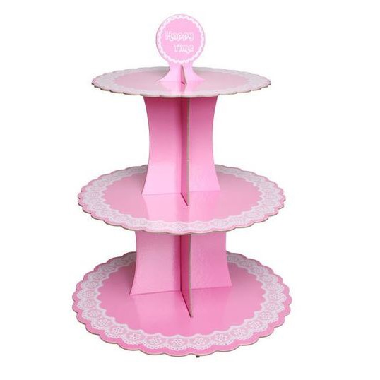 ((烘焙便利屋))三層生日蛋糕架-粉蕾絲 (本賣場訂單滿$200才會出貨)