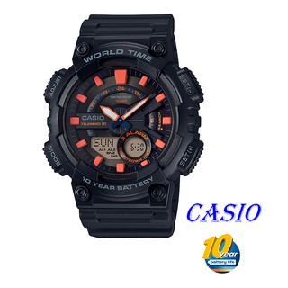 CASIO卡西歐指針與數字雙結合的設計，AEQ-110W運動錶款 AEQ-110W-1A2 AEQ-200W-9A黑X橘