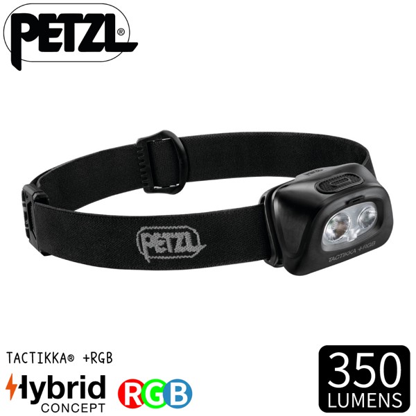 【PETZL 法國 TACTIKKA+RGB 超輕量戰術頭燈《黑》】E089FA00/350流明/頭燈/登山露/悠遊山水