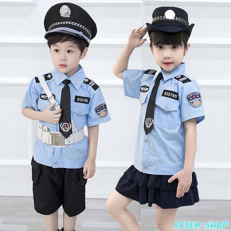 萬聖節 兒童 cosplay 警察 警官 服裝  小交警 制服 職業體驗 表演服 男女童 舞台 聖誕節 幼稚園 演出服