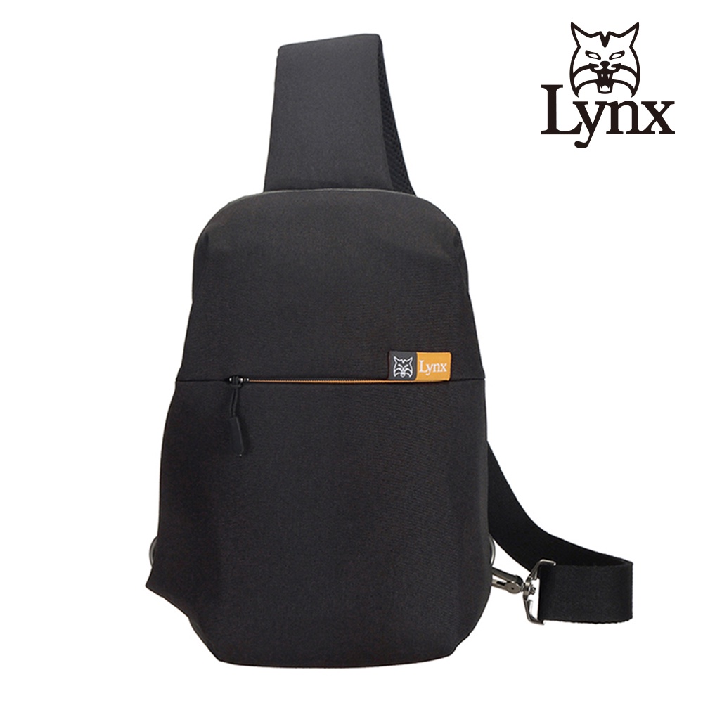 【Lynx】美國山貓極簡主義多隔層機能防潑水尼龍布包單肩包 胸包 俐落黑 LY39-1101-99