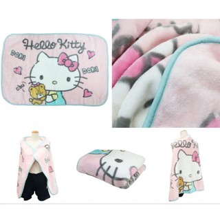 牛牛ㄉ媽*日本進口正版商品㊣HELLO KITTY毯子 凱蒂貓保暖披肩 午睡毯 懶人被 膝上毛毯 我愛寶貝熊款