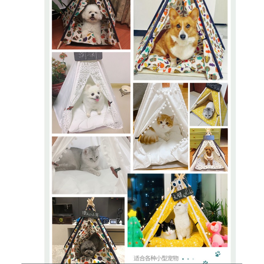 送毛毯 帳篷式寵物睡窩狗狗帳篷diy寵物睡窩可拆洗狗窩四季通用寵物睡窩貓窩帳篷加厚帆布實木狗窩貓窩
