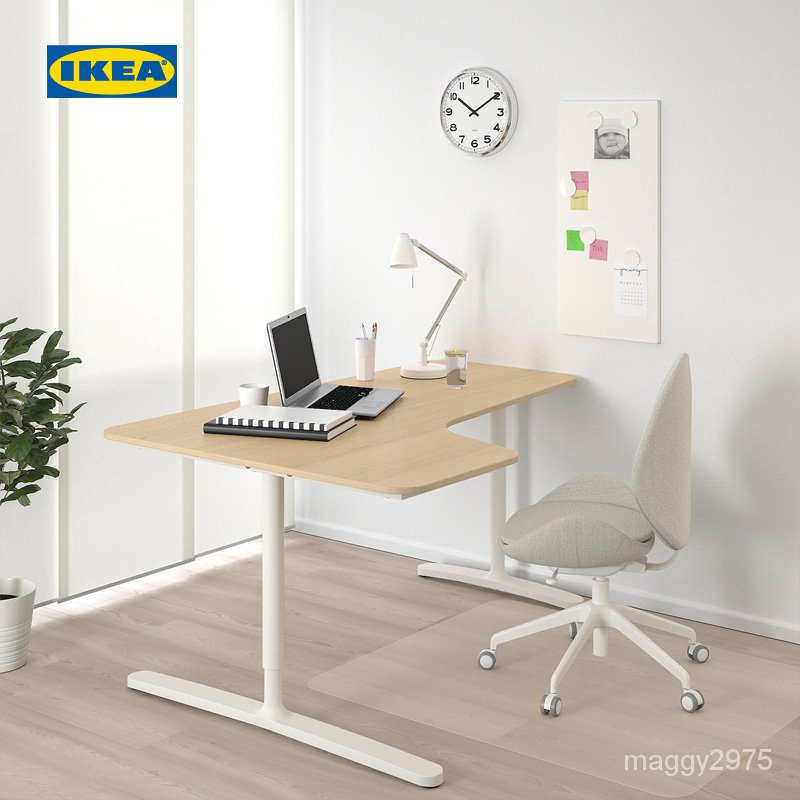 轉角桌 電腦桌 書桌 桌子 桌 IKEA宜傢BEKANT貝肯特左側轉角式辦公桌電競桌可陞降辦公桌椅組合9.5 XGXT