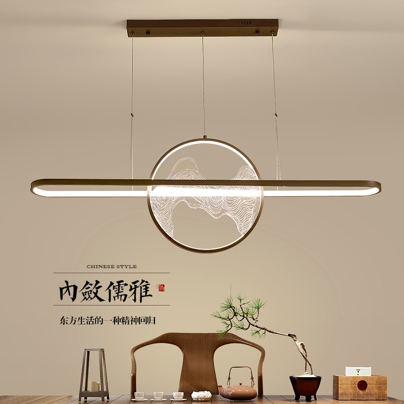 【慵懶zone家具】新中式吊燈餐廳長方形現代簡約中國風茶室酒吧臺餐桌飯廳2021年款