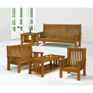 復古樟木色柚木椅組(含茶几) 木頭沙發 木板椅198型