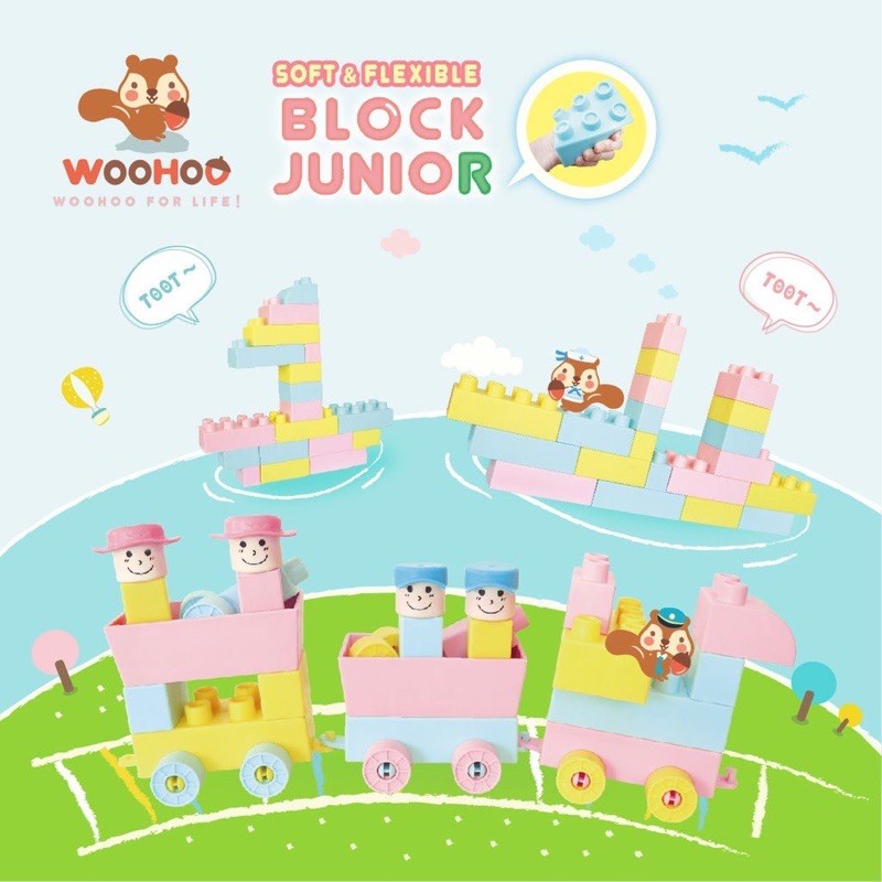 二手 WOOHOO block junior 軟積木 47pc