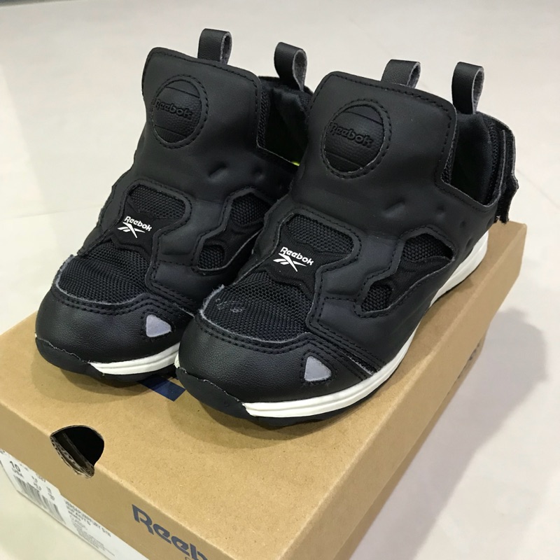 REEBOK pump 黑色 黑魂 氣墊 童鞋 US10 16cm 499元 魔鬼氈 小童 懶人鞋 8成新 日本帶回限量