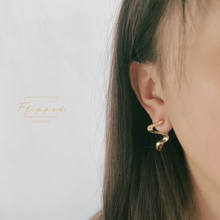 【Flipped】波浪線條感 小眾設計 金屬925銀針個性耳環