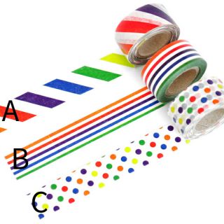 <分裝>日本 mt for kids 紙膠帶 彩色斜紋橫線點點