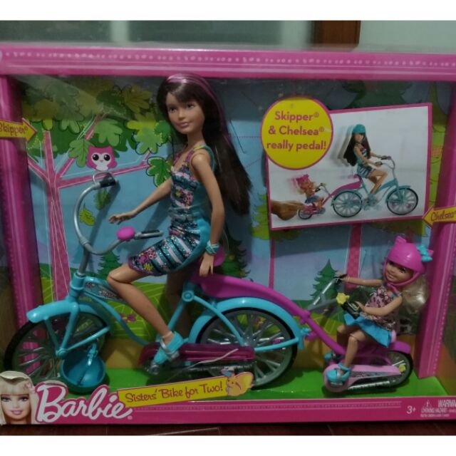 美泰兒絕版芭比  動感姊妹脚踏車組