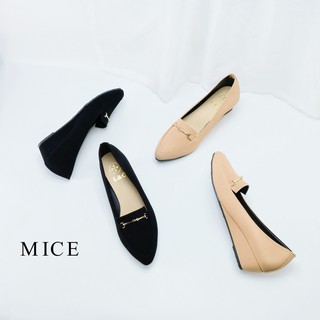 MICE-✨ OL必備🖤MIT台灣製 尖頭坡跟鞋 磨砂絨 金屬釦 包鞋 低跟鞋 楔型鞋 工作鞋