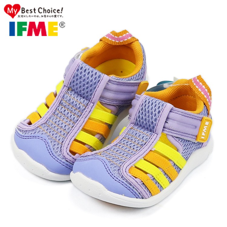 童鞋 日本IFME寶寶款 紫黃配色透氣機能水涼鞋.包頭涼鞋(IF22-800477)13-14.5號
