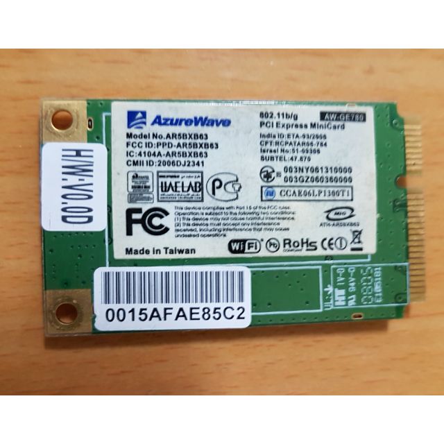 AzureWave AW-GE780 MINI-PCIE 介面 無線網路卡 minipci-E 無線網卡